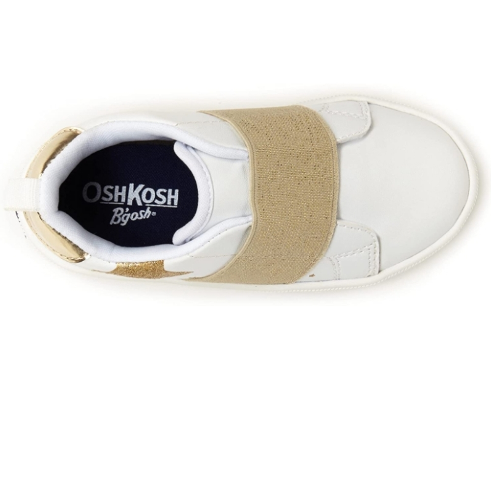 White and Gold Slip On Sneaker Size 5 Toddler - Picture 4 of 4